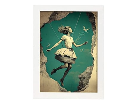 NACNIC Poster Volar Libre En Estilo Surrealismo Cinematográfico Ilustraciones Y Grabados De Historieta Abstracta Y Artística A3 Marcos Blancos