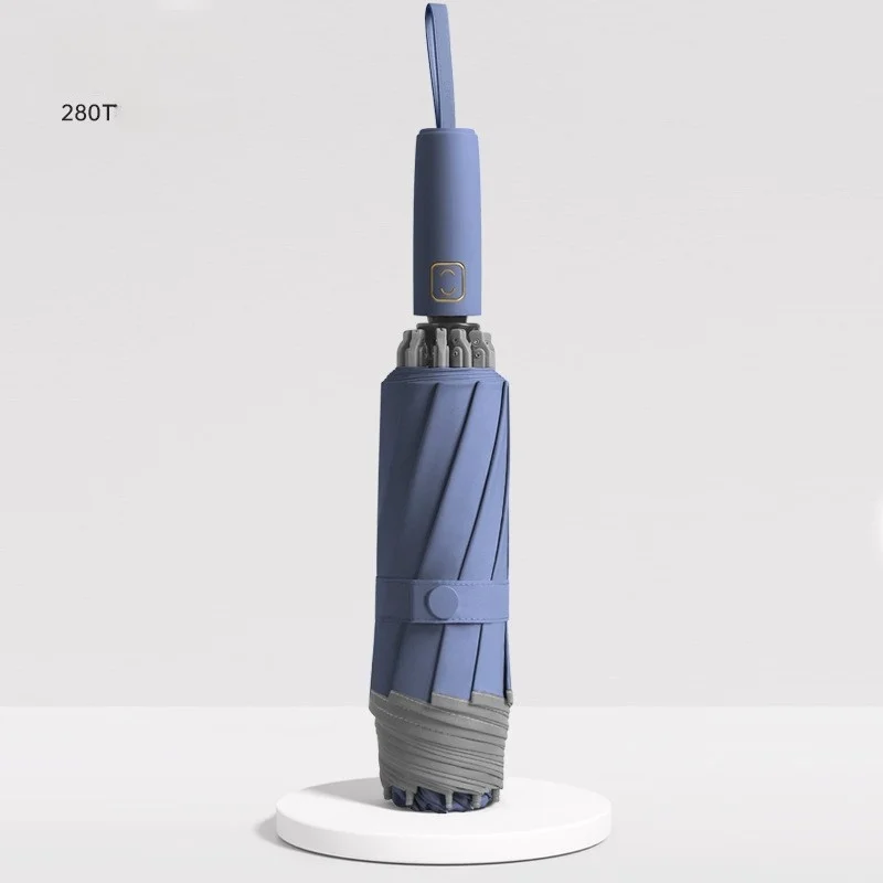 (azul 10k) Paraguas Automático Reversible, Borde De Silicona, Tejido 280t, Paraguas De Negocios De Alta Gama.