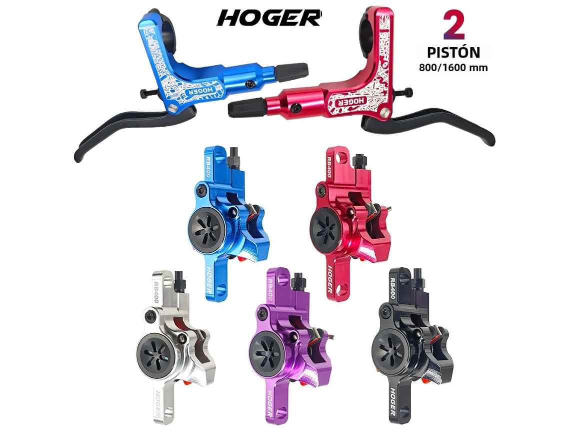 Juego de frenos de disco hidráulicos Hoger Mtb con rotores de 160 mm y frenos delanteros y traseros para bicicletas con manillar de 22,2 mm.
