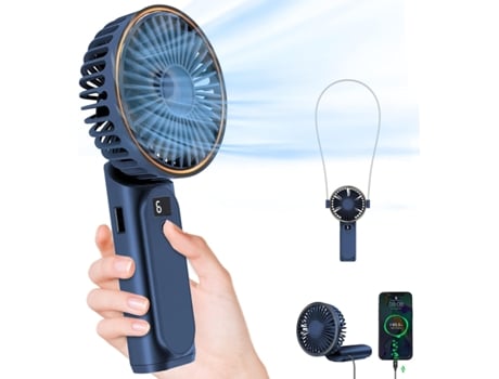 Mini ventilador de 1 pieza con pantalla digital - Azul 3600 mAh TUSERXLN