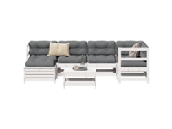 7 Piezas Conjunto De Sofás Para Jardim Pinho Maciço Branco Dkd Home Decor