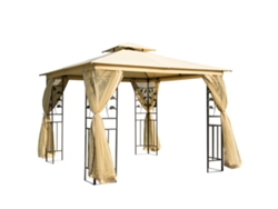 Gazebo 3x3x2,8m, Tenda, Redes Mosquiteiras, Estrutura Aço, Festas, Bege | S/MARCA