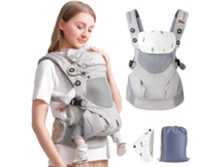 Portabebés ergonómico ajustable con toalla de saliva extraíble para recién nacidos de 3 a 48 meses, color gris Gertiz