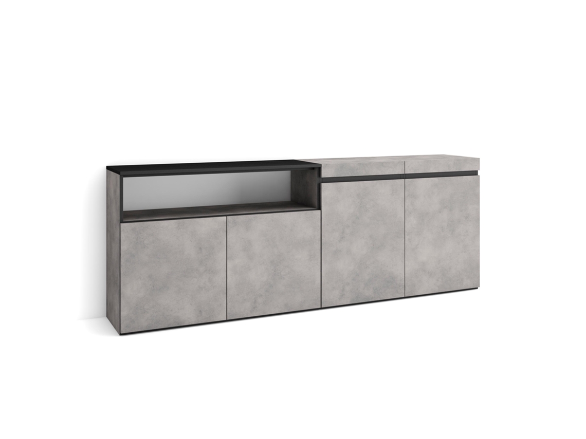 Aparadores para salón 200x75x35cm 4 Puertas Armario zapatero Cemento