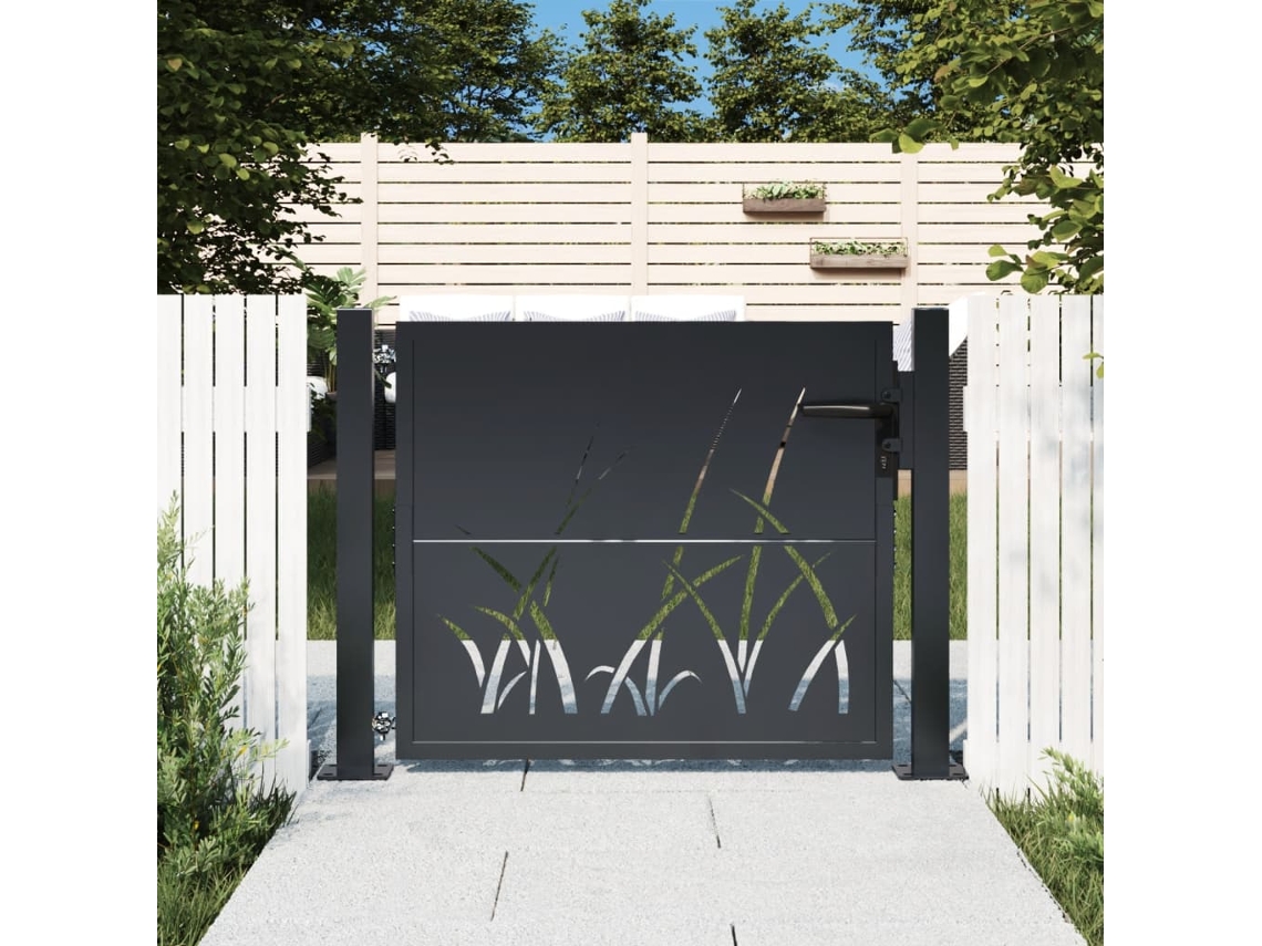 Puerta de jardín 105x105 cm acero diseño césped antracita Wsd144076 Lovely House
