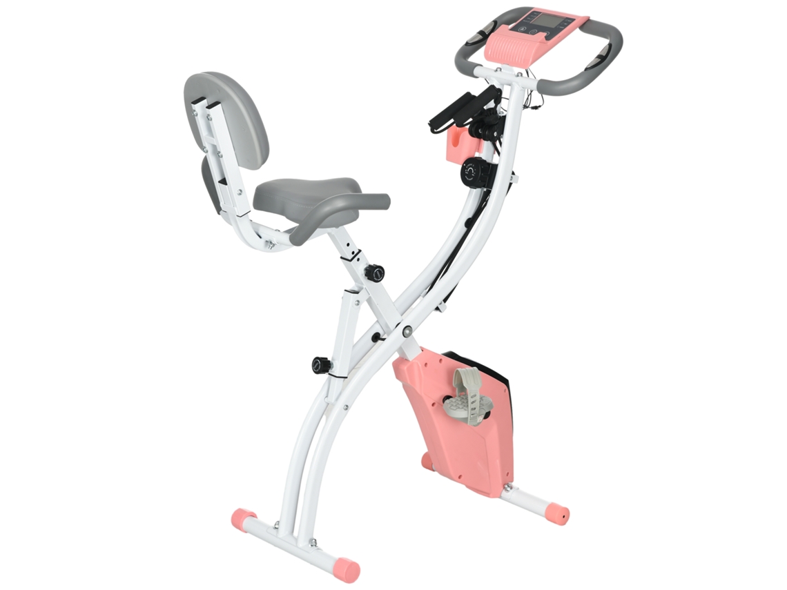 Bicicleta Estática Plegable Con Resistencia Magnética, Pantalla Lcd, Reposamuñecas, 105x48x118cm, Rosa.
