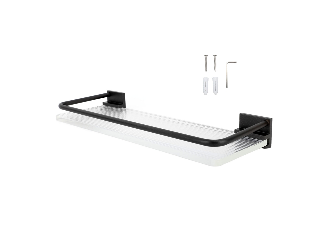 Estante De Baño De Aluminio Espacial Sin Agujeros De 30 Cm - Toallero De Pared