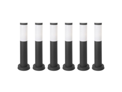Baliza Exterior para Jardín Resistente Al Agua Ip55. Bolardo de Acero Inoxidable Gris Urbano 23W FORLIGHT Koral 6Uds