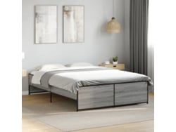 Estructura Cama Madera Ingeniería Metal Gris Sonoma 120x190 Cm
