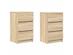 Juego de 2 mesitas de noche MAISON EXCLUSIVE con 3 cajones (39x35x65 cm) Roble Sonoma