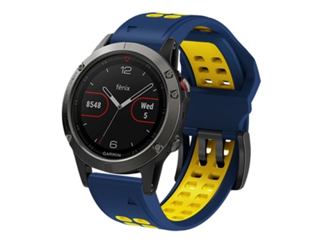 Correa de Silicona bicolor con hebilla para Garmin Fenix 7X/6X/5X - azul oscuro/amarillo