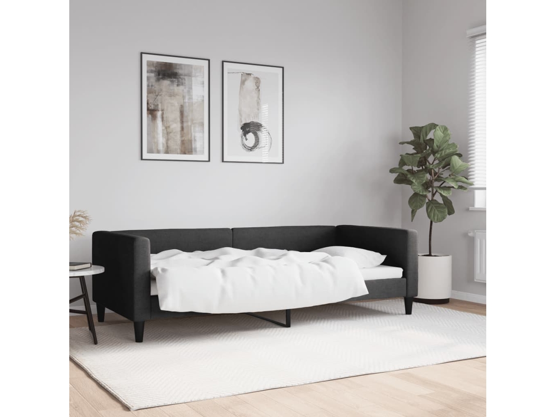 Sofá Cama Sin Colchón Tela Negro 90x200 Cm