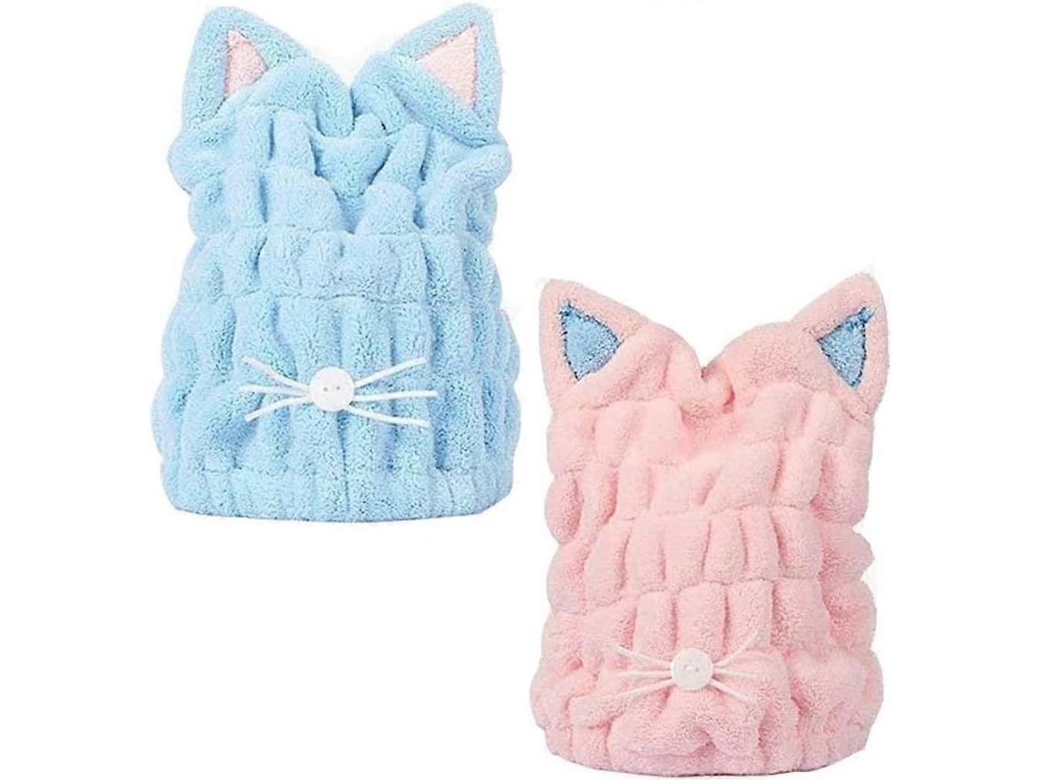 Juego de 2 toallas para secar el cabello, de terciopelo coral, absorbentes y de secado rápido, para cabello mojado, 23 x 28 cm, Rosewell