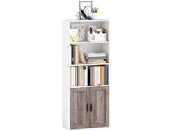 Librería Estrecha Con Puertas Y Estantes, Blanca Y Marrón.
