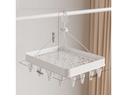 Tendedero plegable con 24 ganchos para calcetines, toallas y ropa interior - Blanco | Sin marca