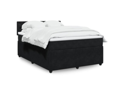 Cama Box Spring Con Colchón Terciopelo Negro 160x200 Cm
