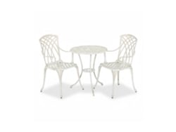 Conjunto De Móveis De Jardim Relaxdays, 3 Peças, Mesa E 2 Cadeiras, Alumínio Fundido, Vintage, Branco/bronze
