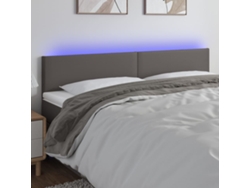 Cabecero Con Led Cuero Sintético Gris 180x5x78/88 Cm