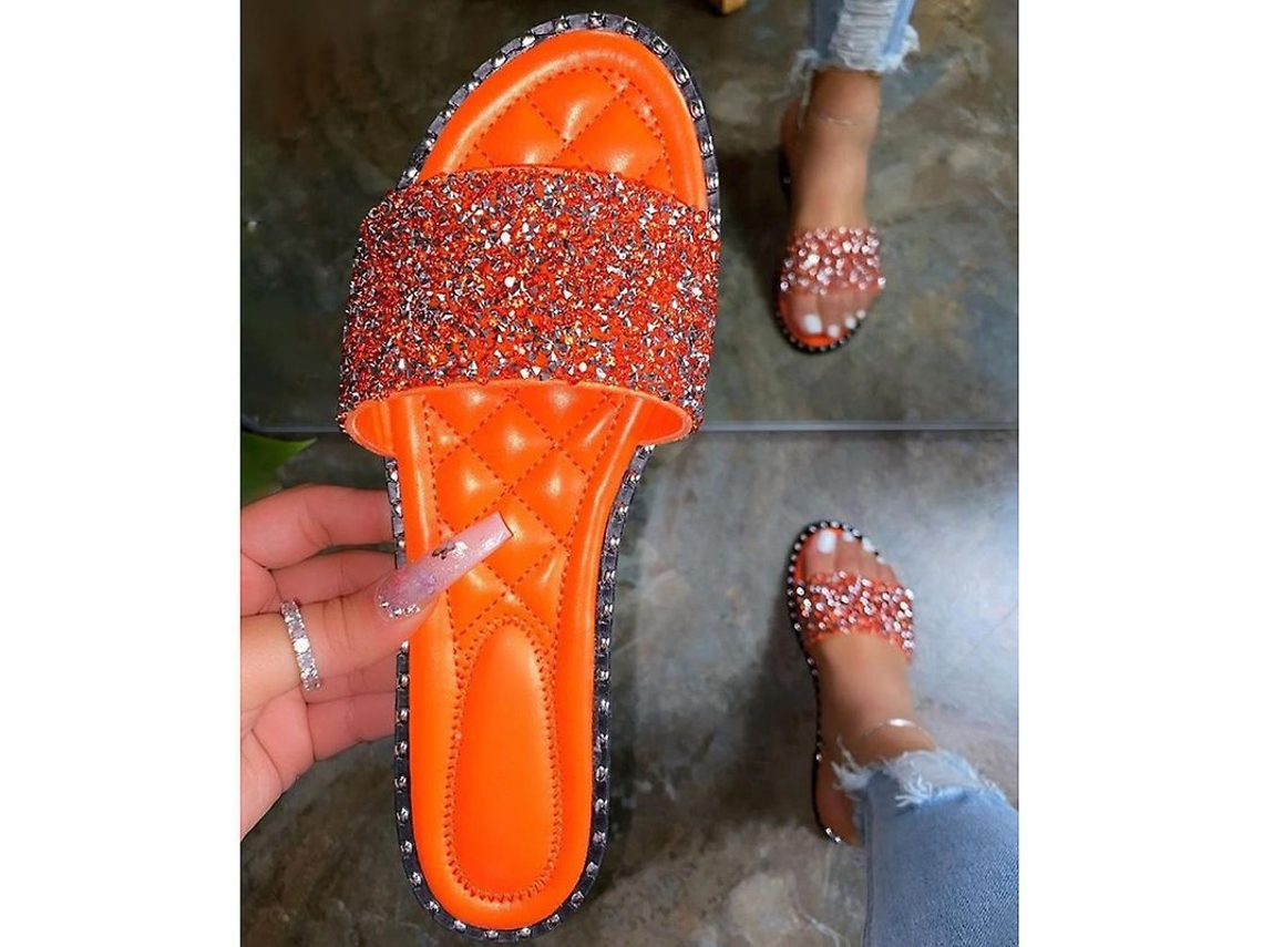 2026-zapatos Planos Para Mujer Deslizables Con Purpurina Chanclas Casuales Sandalias