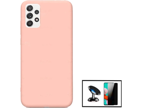 Kit Carcasa + Protector de Pantalla Privacidad + Soporte Samsung Galaxy A52 5G G4M Rosa