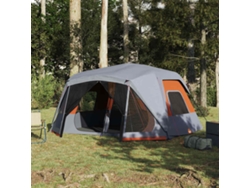 Tienda de campaña familiar para 10 personas. Montaje rápido. Impermeable. Gris/Naranja.