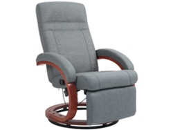 Sillón Reclinable Para Tv Con Soportes De Madera, Base Giratoria Y Tapizado En Tela Gris.