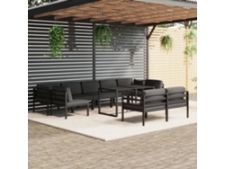 10 Piezas Conjunto Lounge Jardim Com Almofadões Aluminio Antracita Dkd Decoración Del Hogar