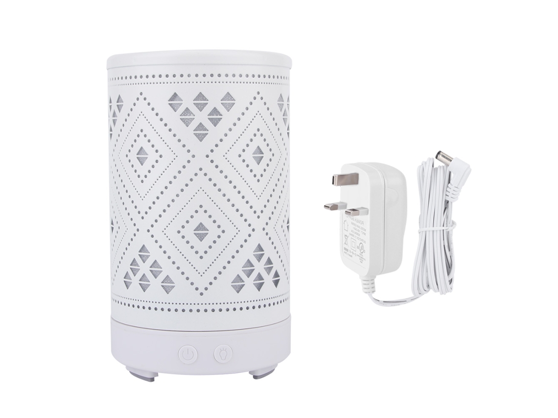 Umidificador Aromático De Ferro Com Luz Noturna Colorida Para Mesa Branco