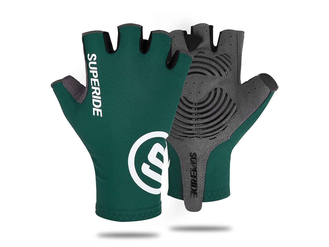 (verde Oscuro M) Guantes De Ciclismo Medianos, Unisex, Con Acolchado De Espuma, Transpirables Y Que Absorben La Humedad.