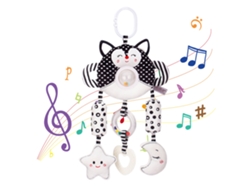 BJ-Toy con campanilla de viento, peluche suave en blanco y negro, para cuna, cochecito o silla de bebé, de 0 a 1 año.
