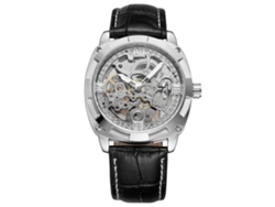 Reloj Mecánico Automático De Moda Para Hombre Con Correa De Piel Sintética (plateado Y Negro)