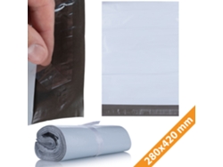 Sobre de plástico blanco para envíos, 280 x 420 mm – 100 unidades | LDPE resistente | Seguro y discreto
