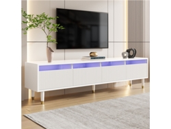 Mueble De Tv Blanco, 178 Cm, Minimalista, 4 Cajones, Mdf, Acrílico, Diseño Moderno.