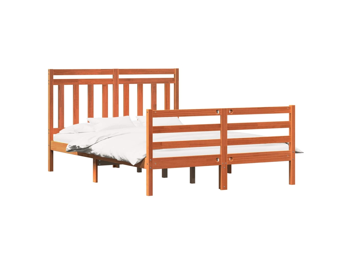 Maison Exclusive - Estructura De Cama Con Cabecera Marrón Cera 140 X 200 Cm