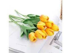 2026-12 Tulipanes Artificiales, 35 Cm, Flores De Poliuretano Suave, Decoración De Salón, Boda, Fiesta (naranja)