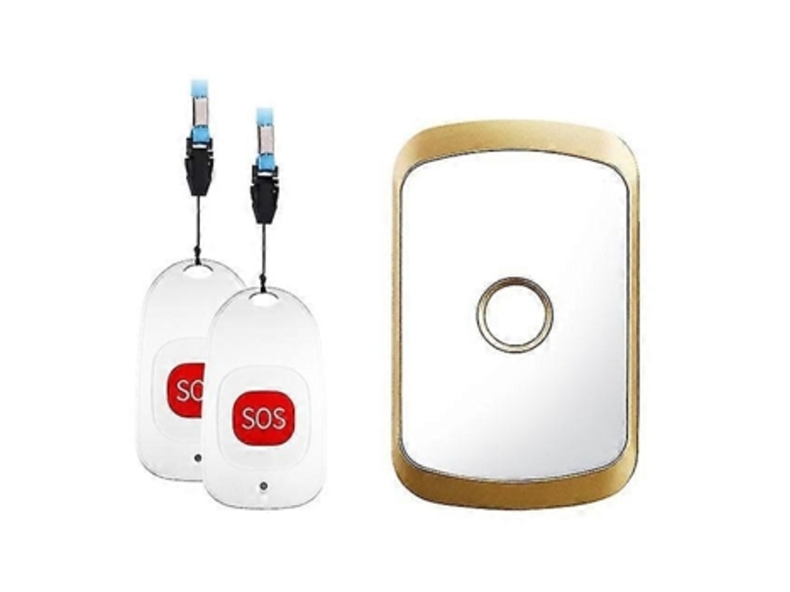 Botão De Alarme Para Cuidador, Campainha De Emergência Sos Inteligente Sem Fio, Alarme Para Enfermeira, 2 Botões De Alarme E 1 Golden Halinuia
