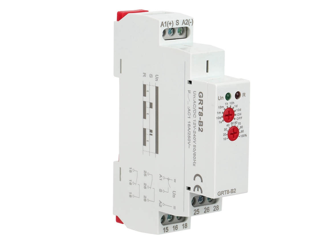 Relé Temporizador De Función Única Grt8-b2 Para Riel Din Ca/cc 12v-240v