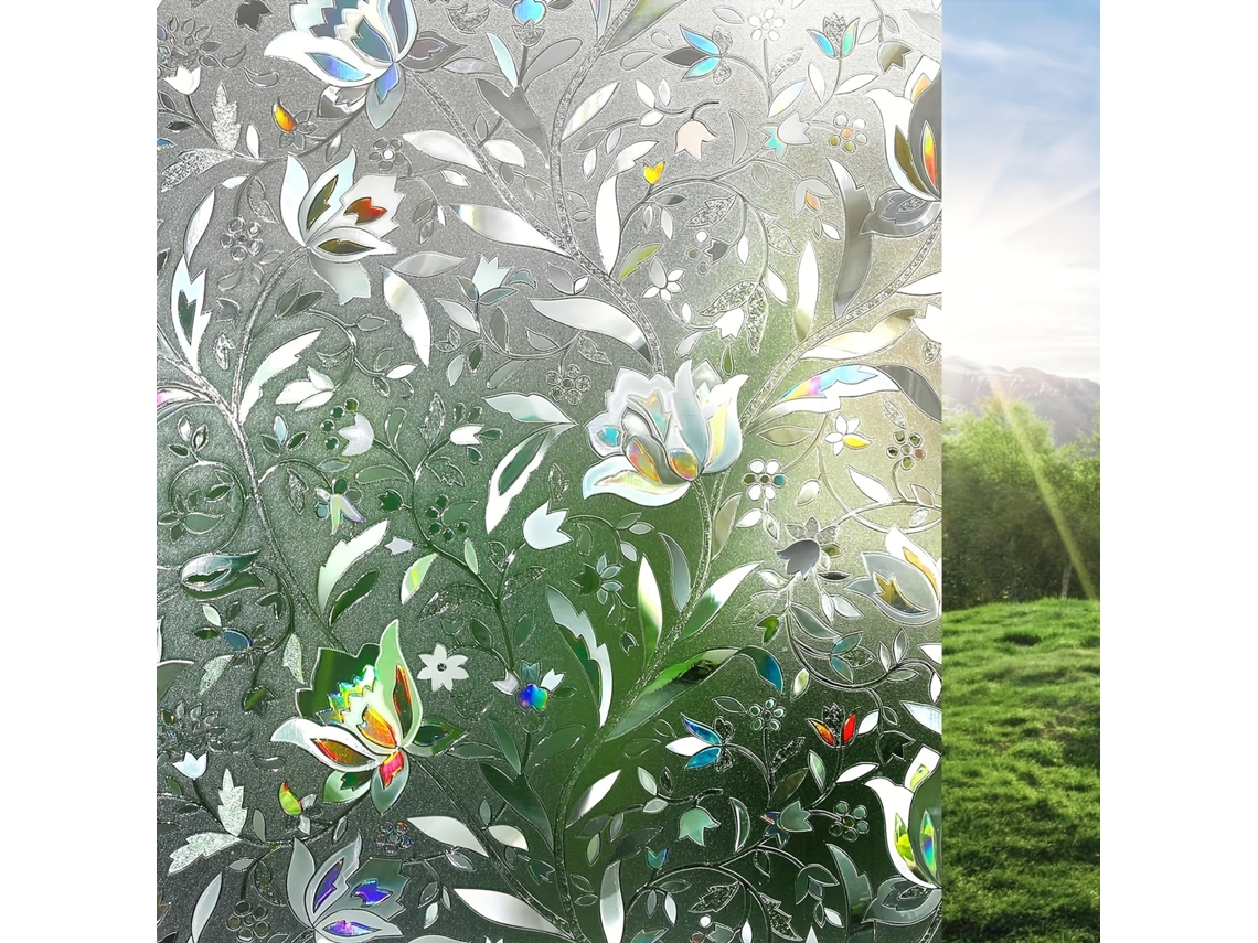 Lámina de privacidad para ventanas, adhesivo Tulip para ventanas, lámina estática 3D para vidrio, recortable (30 cm x 400 cm) Especificaciones.