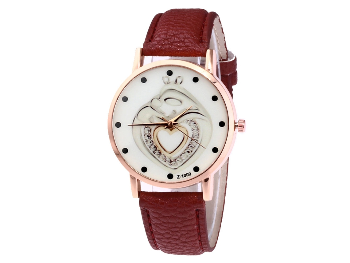 Reloj De Pulsera De Cuero Moda Para Hombre Y Mujer De Cuarzo (café Oscuro)