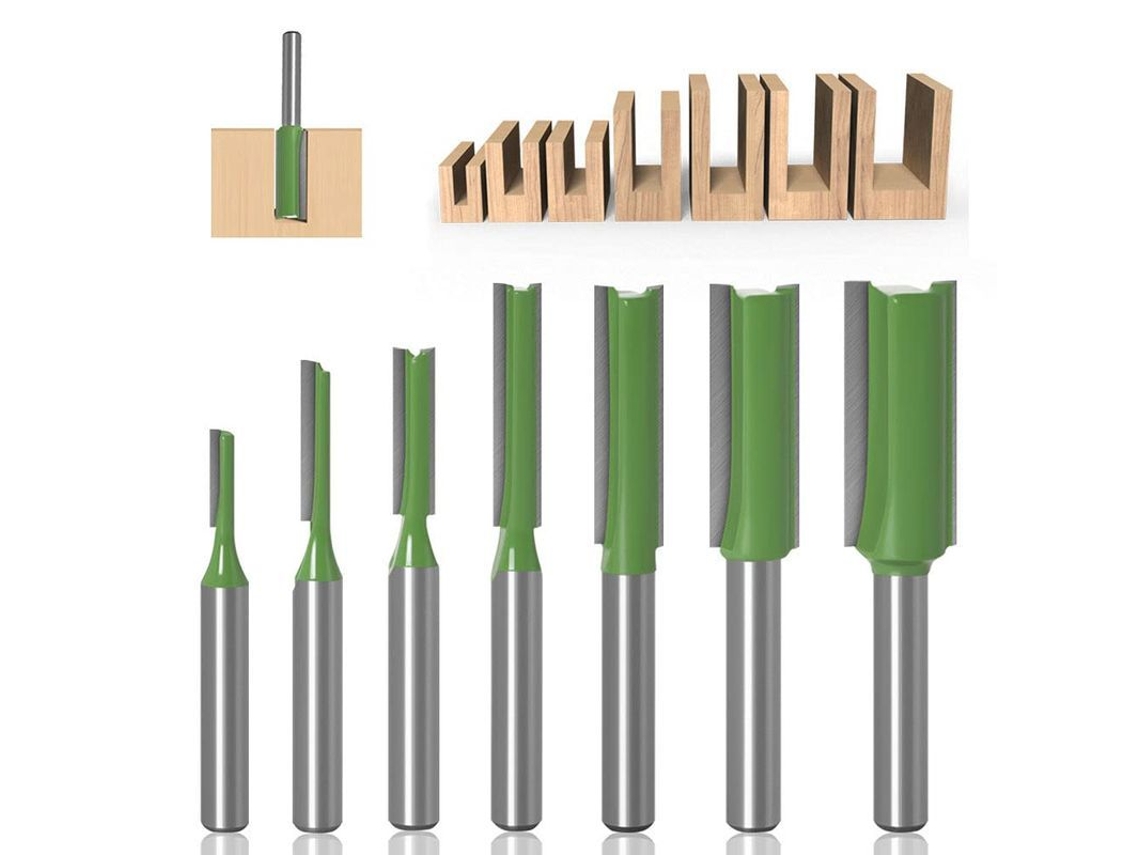 7 Brocas Rectas Para Fresadora 3-12mm, Hojas De Carburo, Herramientas De Carpintería Con Mangos 6mm