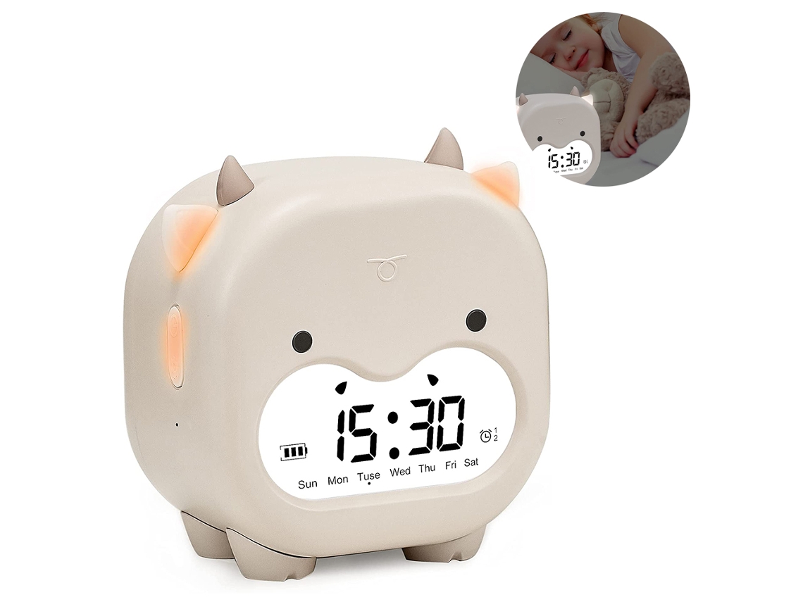 Reloj despertador digital para niños con luz nocturna, entrenador de sueño, recargable RNEMITERY