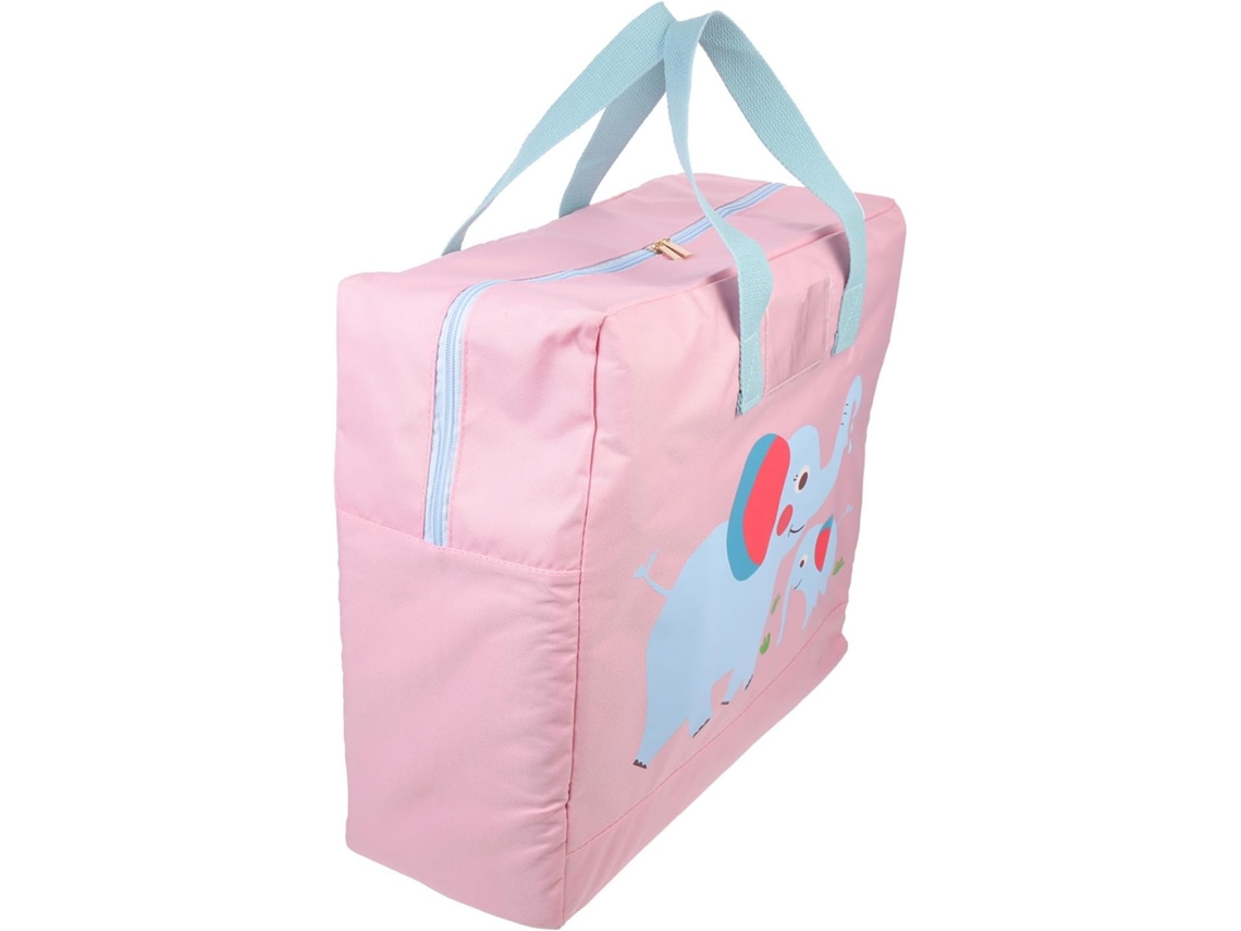 Bolsa Almacenamiento Portátil Oxford Impermeable Práctica Ahorrar Espacio Ropa Cama Tela Rosa Dos Asas