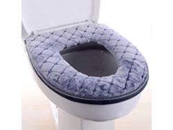 Cubierta De Asiento De Inodoro Caliente Suave, Almohadilla Lavable Con Cremallera Reutilizable Para Invierno Gris
