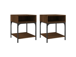 Maison Exclusive - Mesitas Noche 2 Uds Madera Ingeniería Marrón Roble 40x41x50 Cm