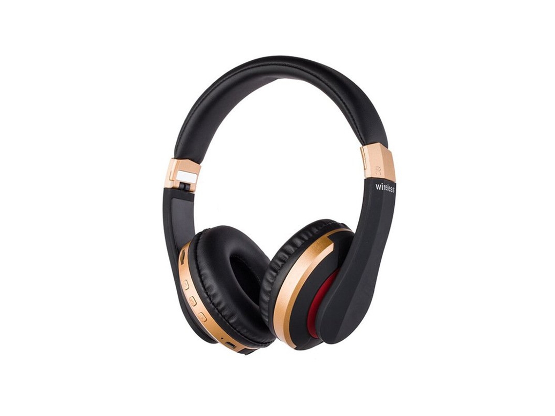 Auriculares Bluetooth Soporte de micrófono plegable inalámbrico estéreo para juegos, tarjeta TF para teléfono celular Ipad dorado