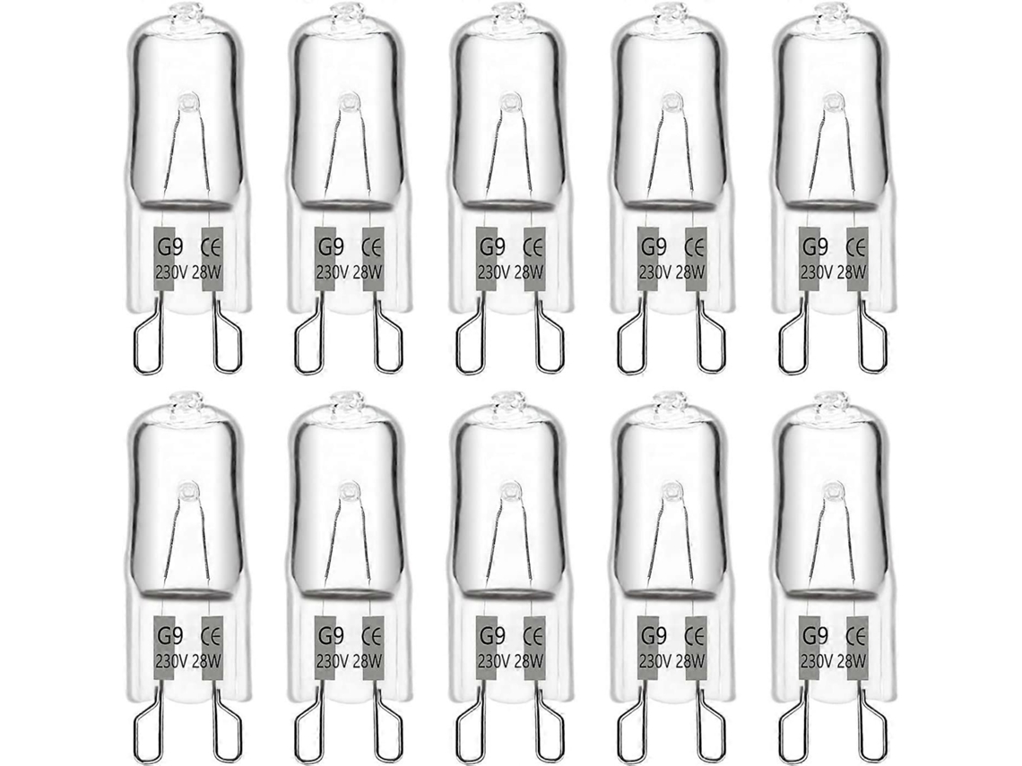 Rebe-bombilla Halógena G9 28w 230v, 370lm 2700k Blanco Cálido Regulable, Cápsula De Vidrio, Paquete De 10