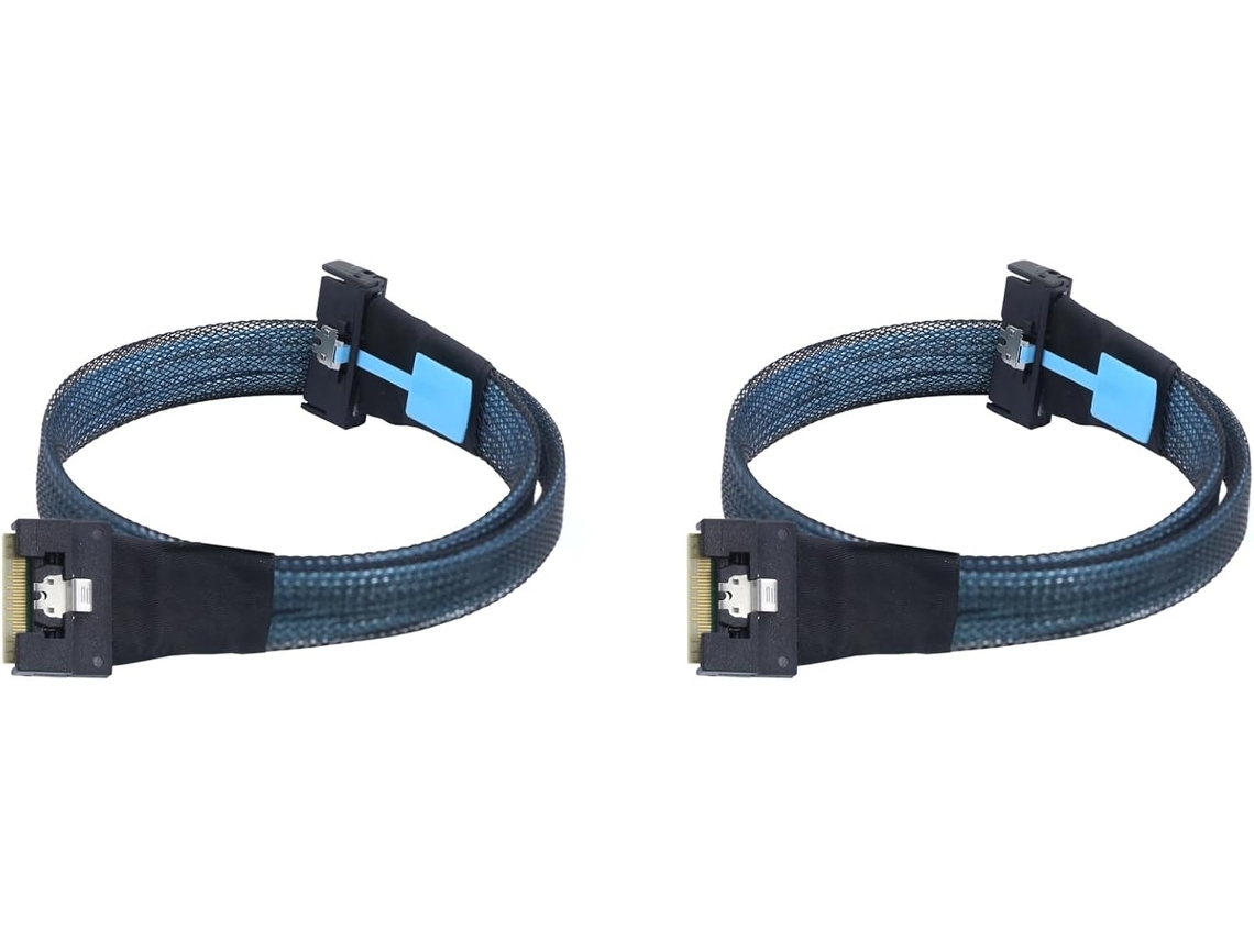 Cable Adaptador 2x Pcie Mcio 5.0 8i A Slimline Sas 4.0 Sff-8654 74p 80cm Con Protección Anti-instrucciones