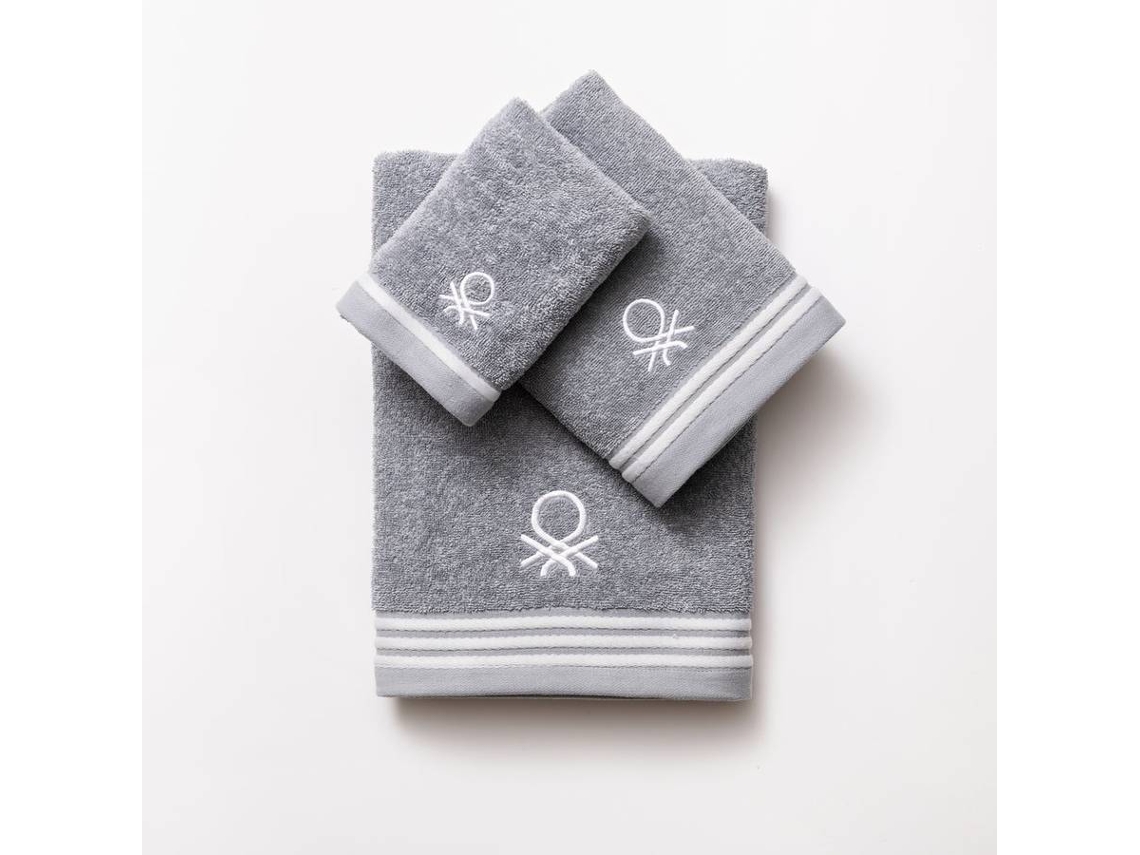 Toalla de Baño Benetton Set 3 Toallas BENETTON Algodón (30X50) Gris