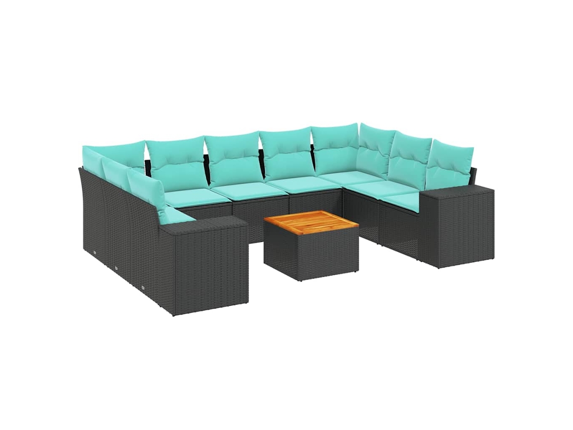 Maison Exclusive - Conjunto De Sofá De Jardín De 10 Piezas Con Cojines, De Poliratán Negro