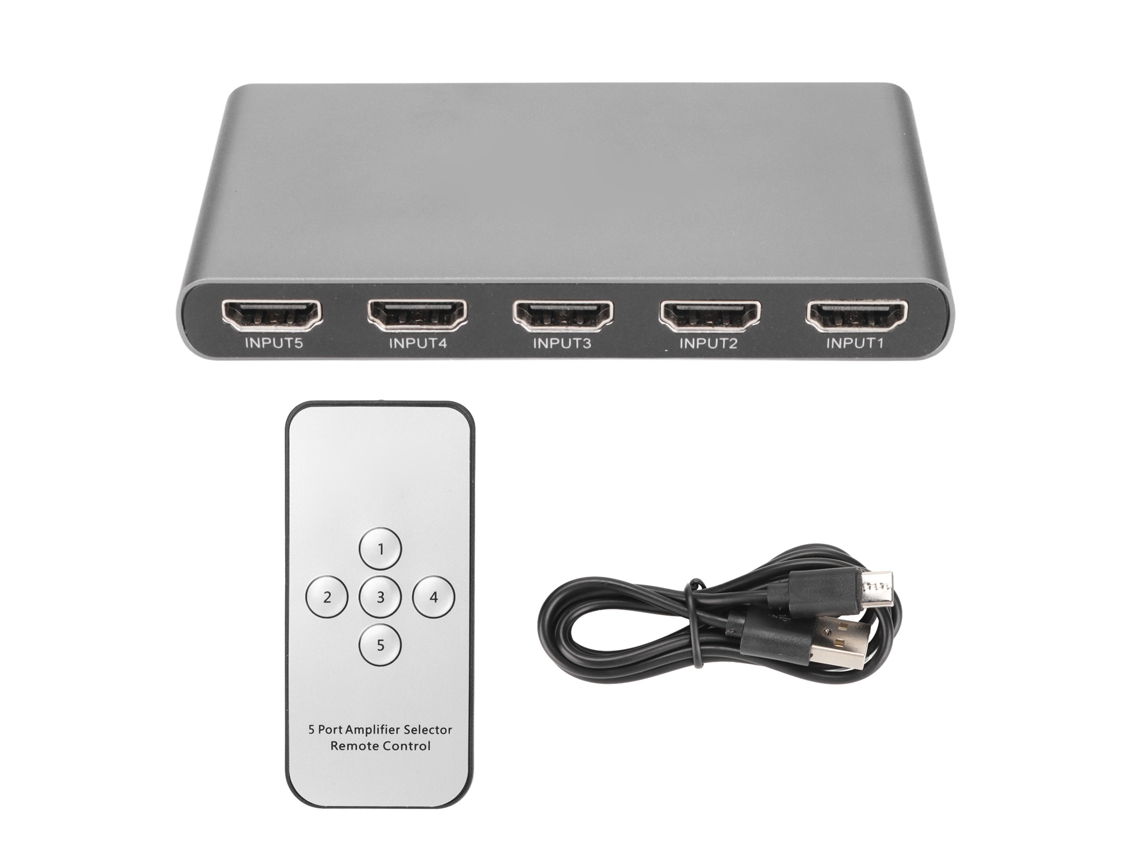 Conmutador Hdmi 5x1 4k 60hz Con Control Remoto, Compatible Con 4kx2k, Divisor De 5 Entradas Y 1 Salida Swh51